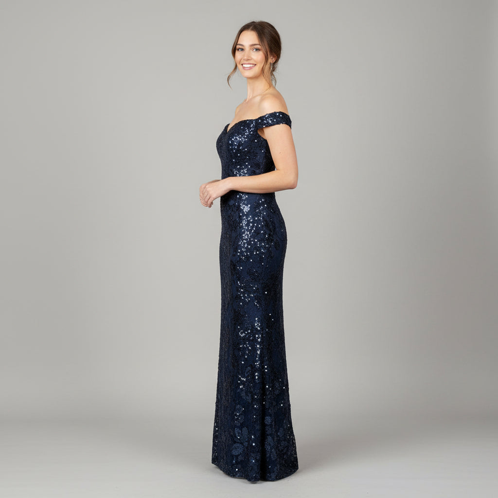Adrianna Papell navy lace and sequin dress, size 6