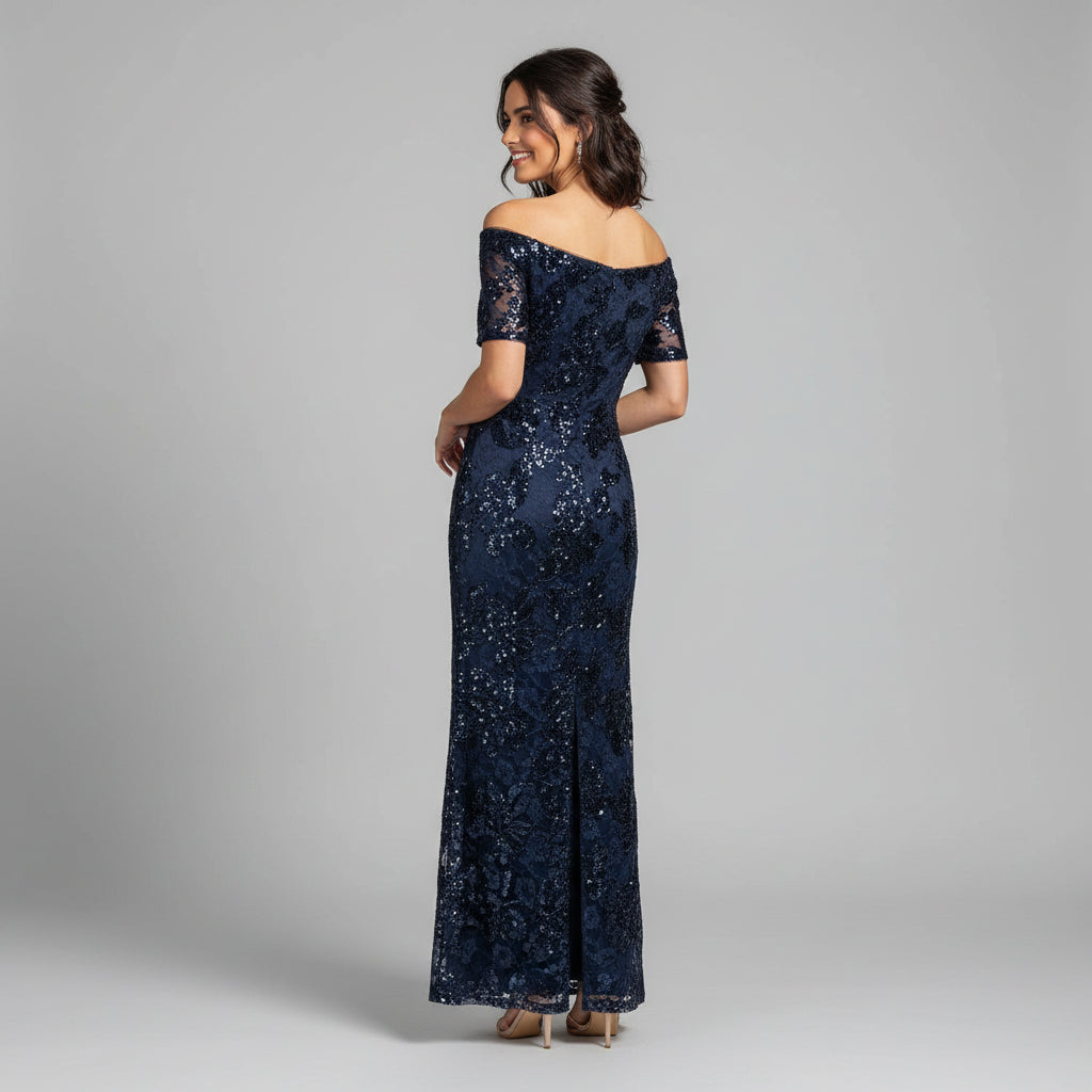 Adrianna Papell navy lace and sequin dress, size 6