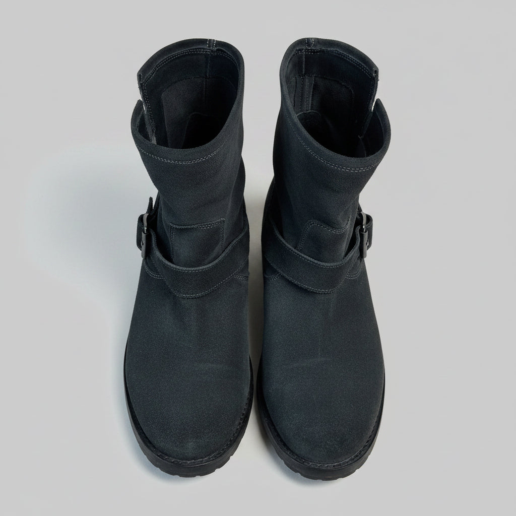 Frye charcoal suede Engineer boots, size 9