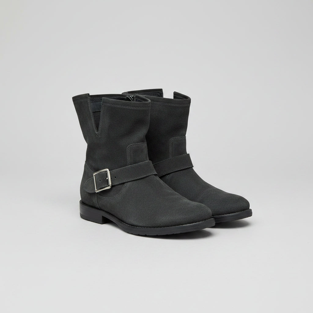 Frye charcoal suede Engineer boots, size 9