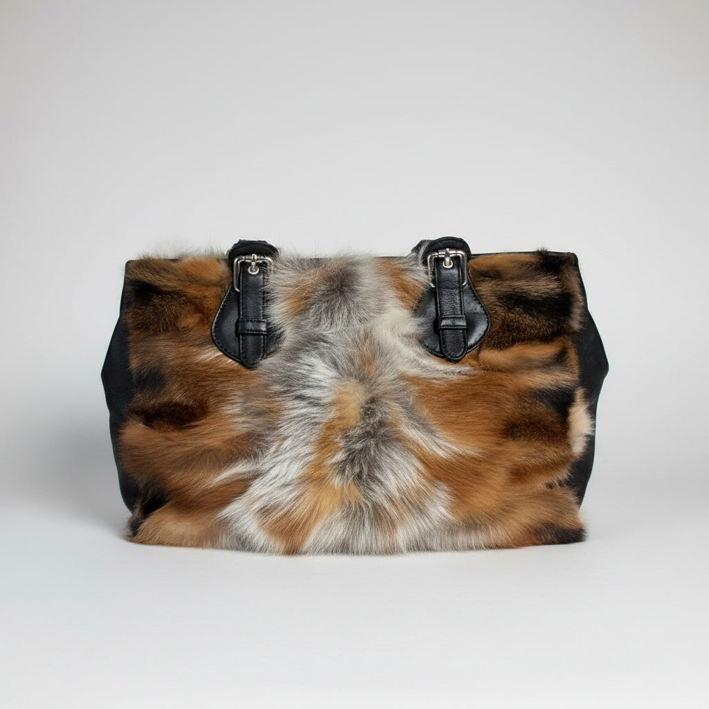 Paolo Masi black leather and fur bag, NEW WITHOUT TAGS!