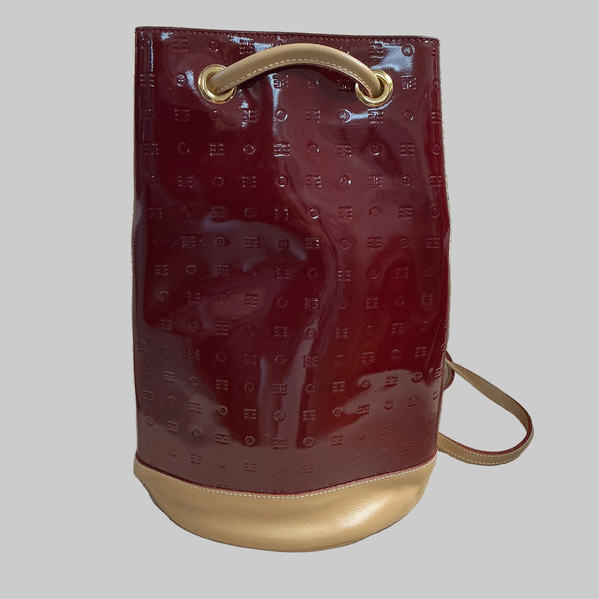 Arcadia red & tan logo backpack