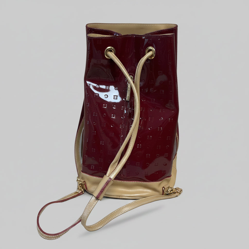 Arcadia red & tan logo backpack