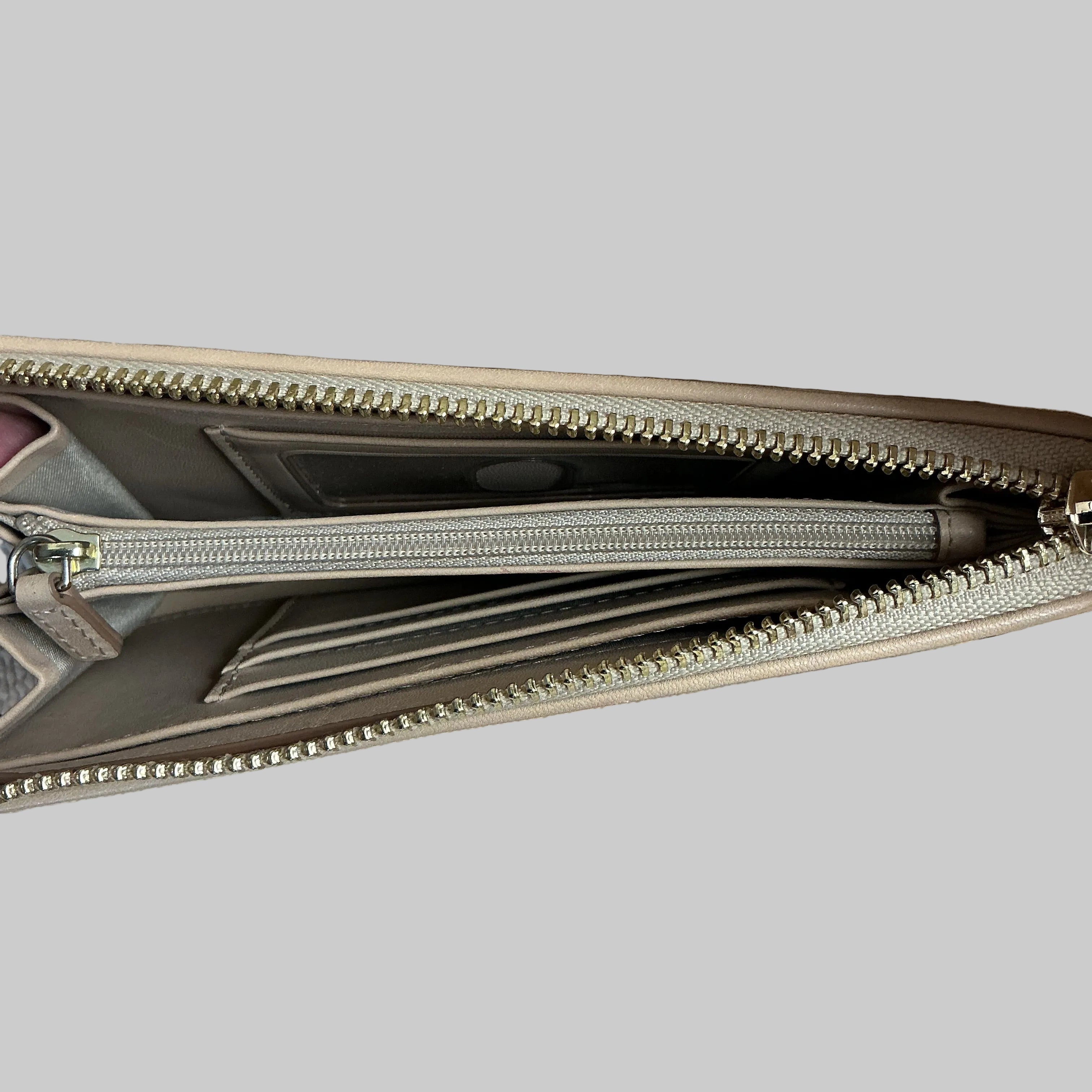 Brahmin tan & metallic rainbow zipper wristlet