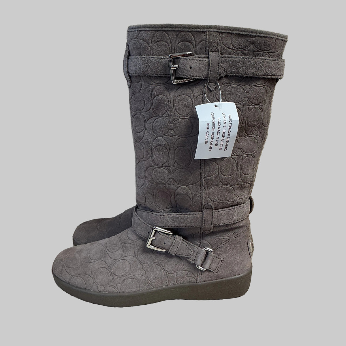 Coach taupe suede logo boots, size 8, NEW WITH TAGS!