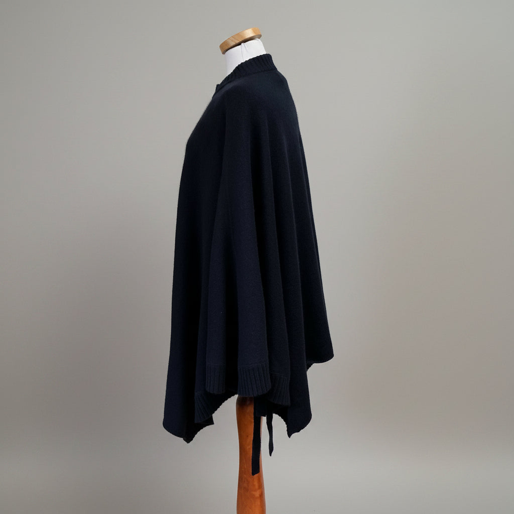 Chloe navy cashmere sweater cape, size M/L