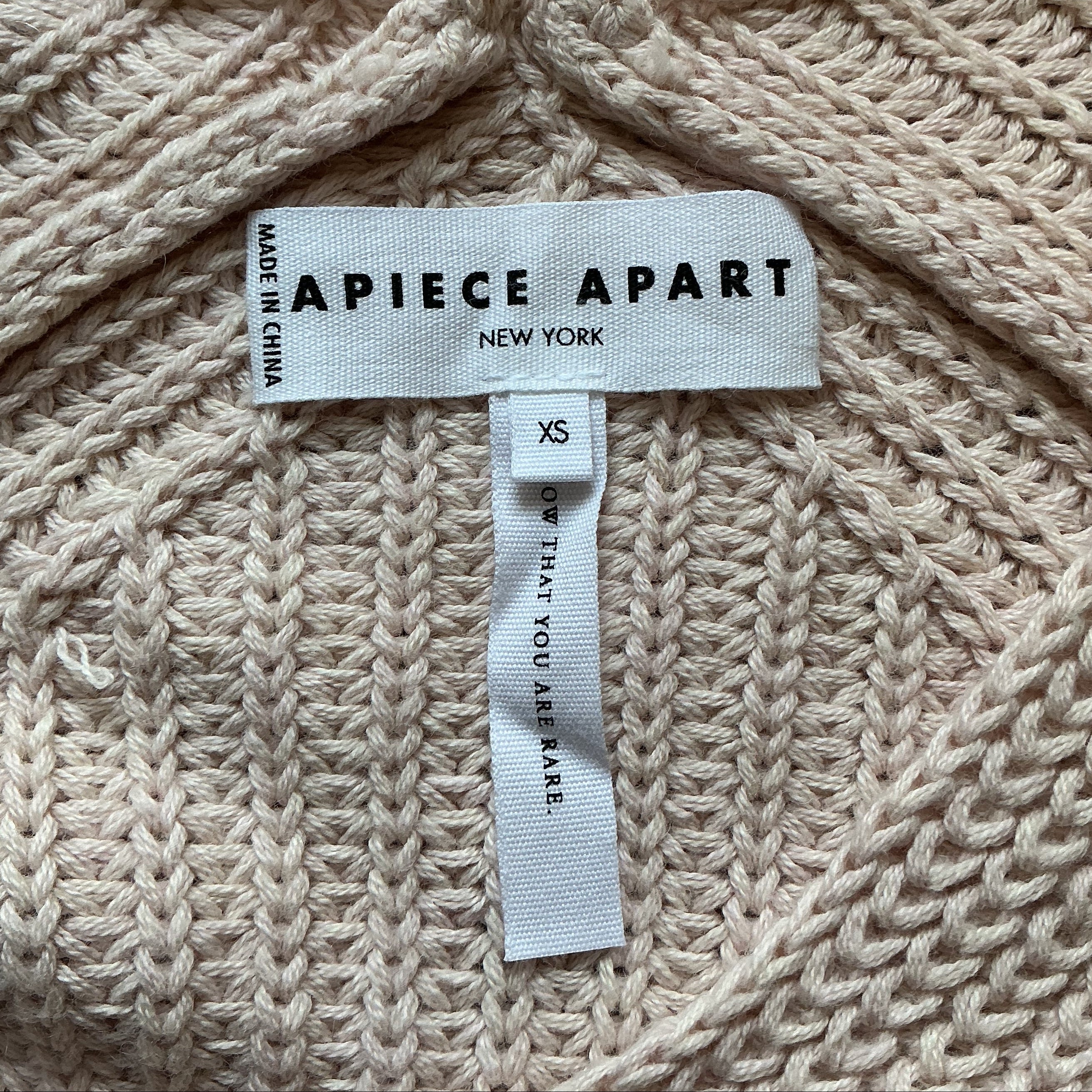 Apiece Apart blush pink Sequoia sweater, size XS