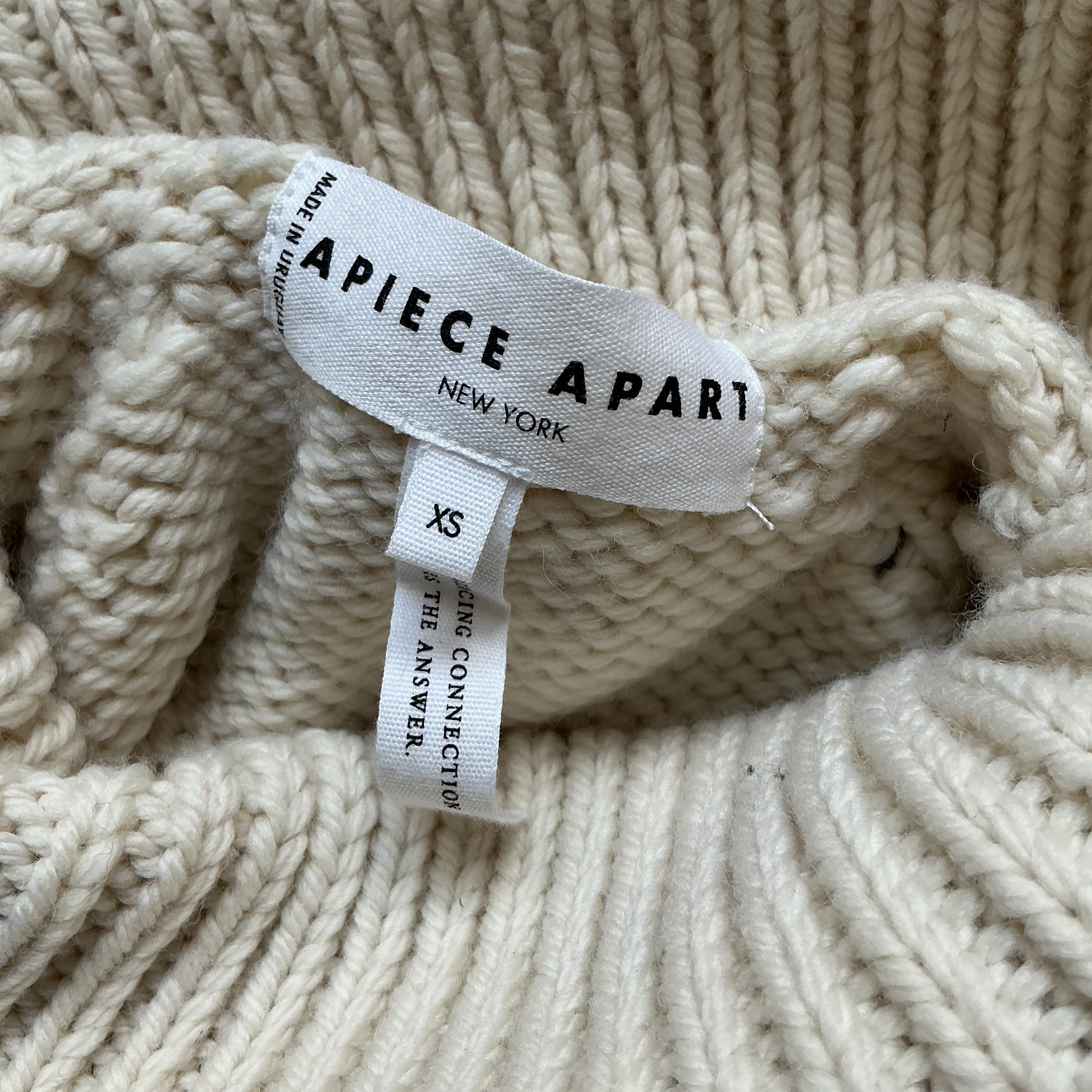 Apiece Apart cream Ronia merino wool sweater, size XS