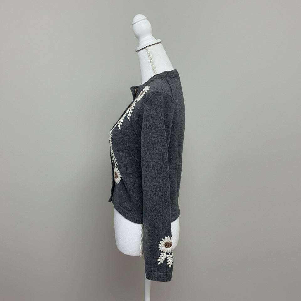 Alex Mill gray floral Becca cardigan, size XS