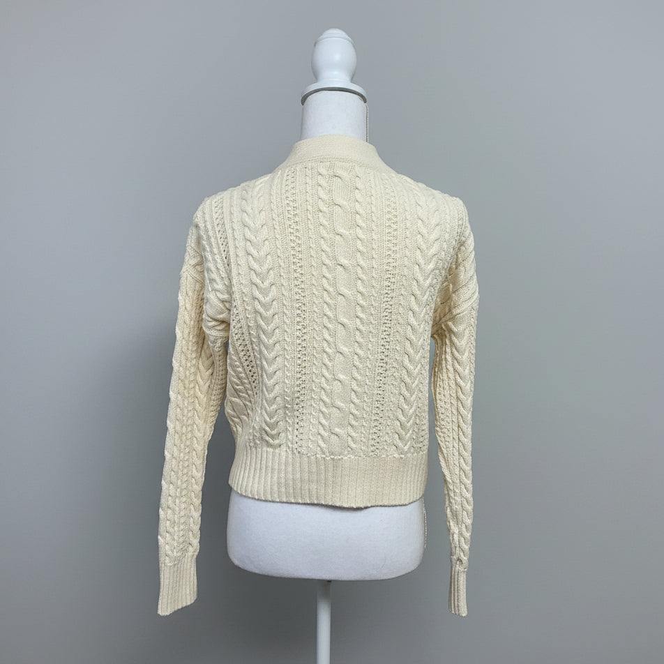 Alex Mill ivory Nico Chunky cable cardigan, size XS