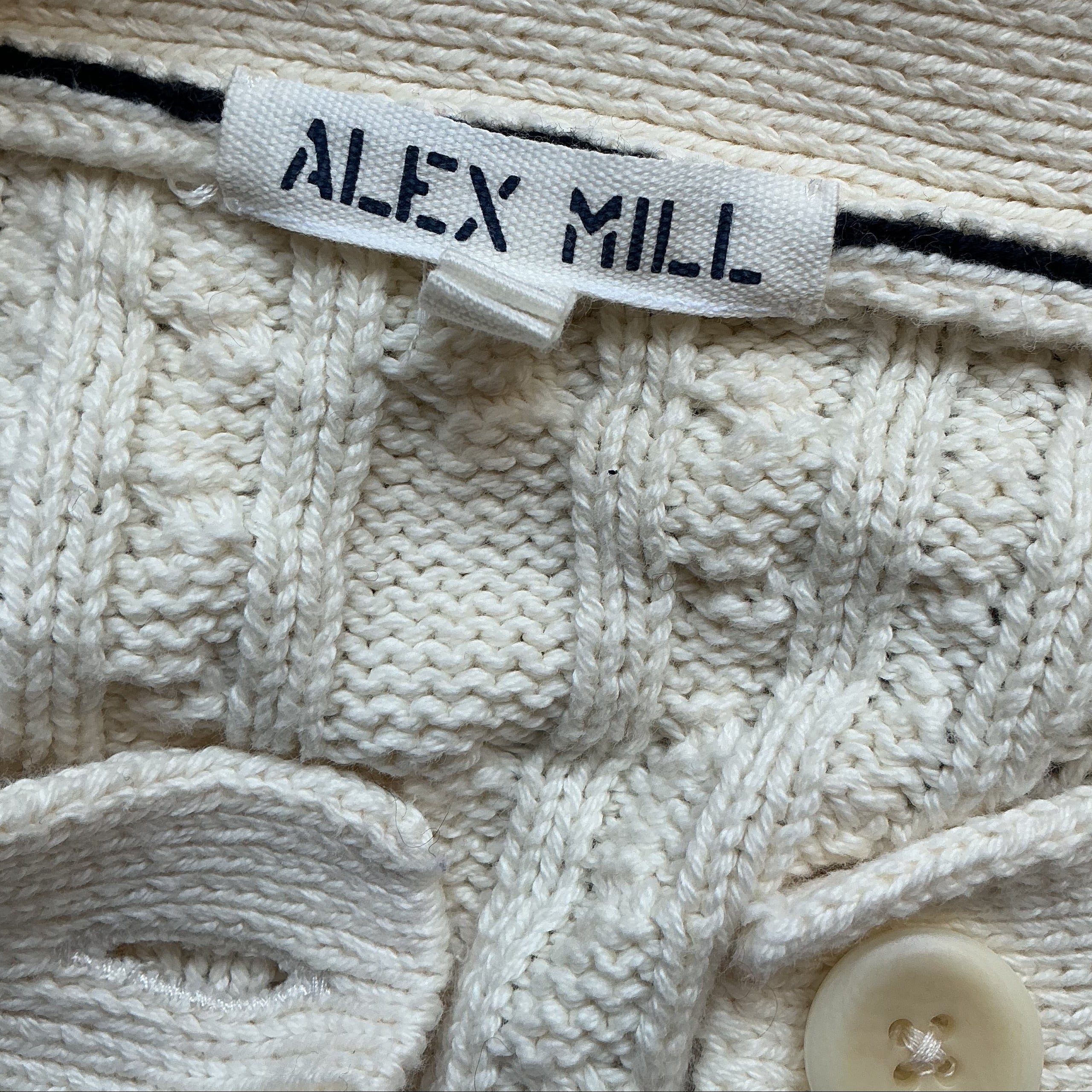 Alex Mill ivory Nico Chunky cable cardigan, size XS