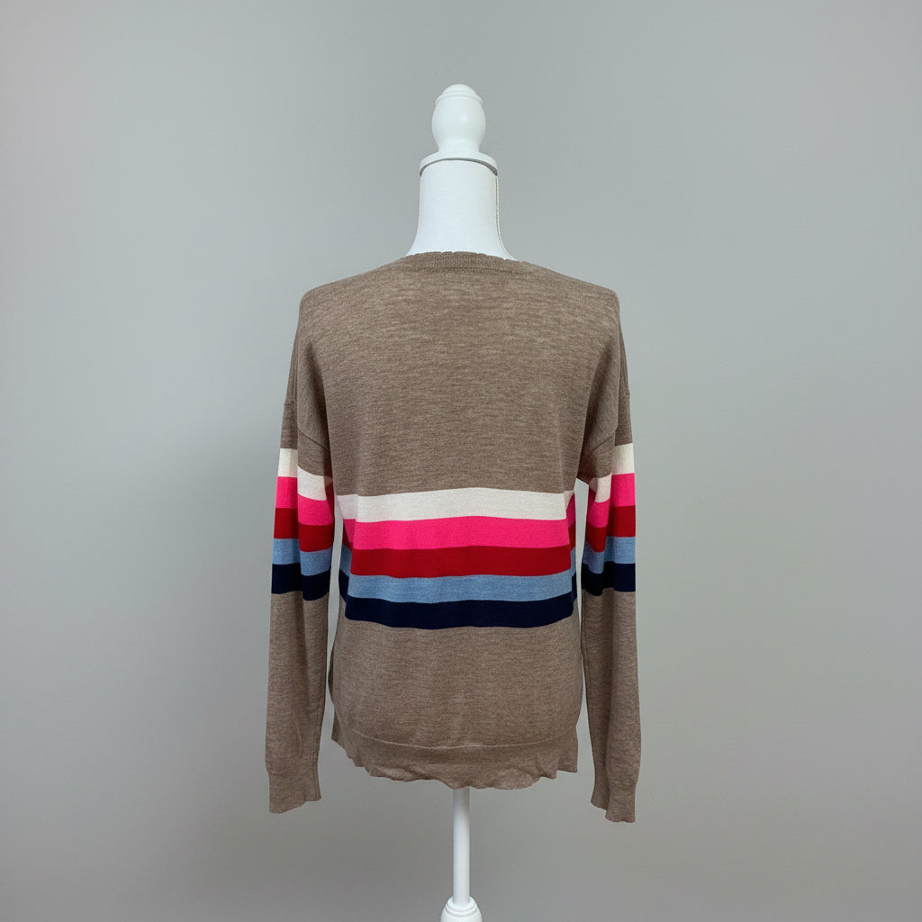 Sundry mocha stripe wool & cashmere sweater, size S