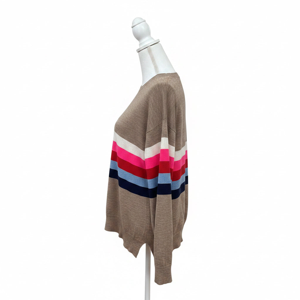 Sundry mocha stripe wool & cashmere sweater, size S