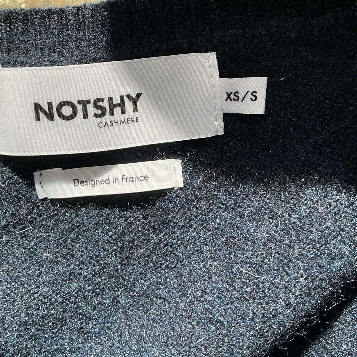 Notshy navy cashmere batwing sweater, size XS/S