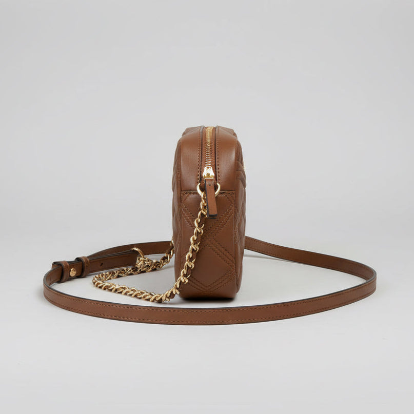 Tory Burch brown Fleming Quilted Camera bag