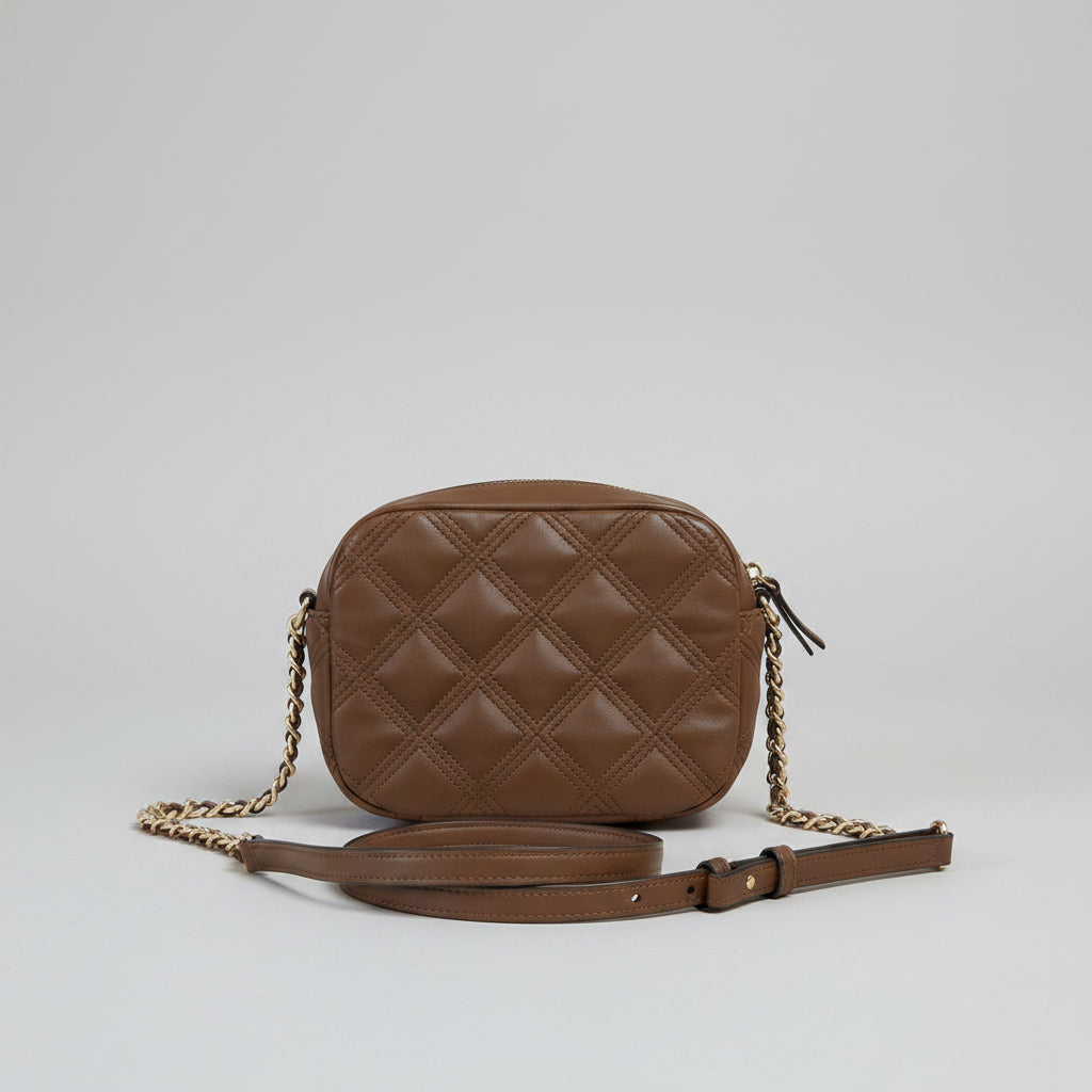 Tory Burch brown Fleming Quilted Camera bag
