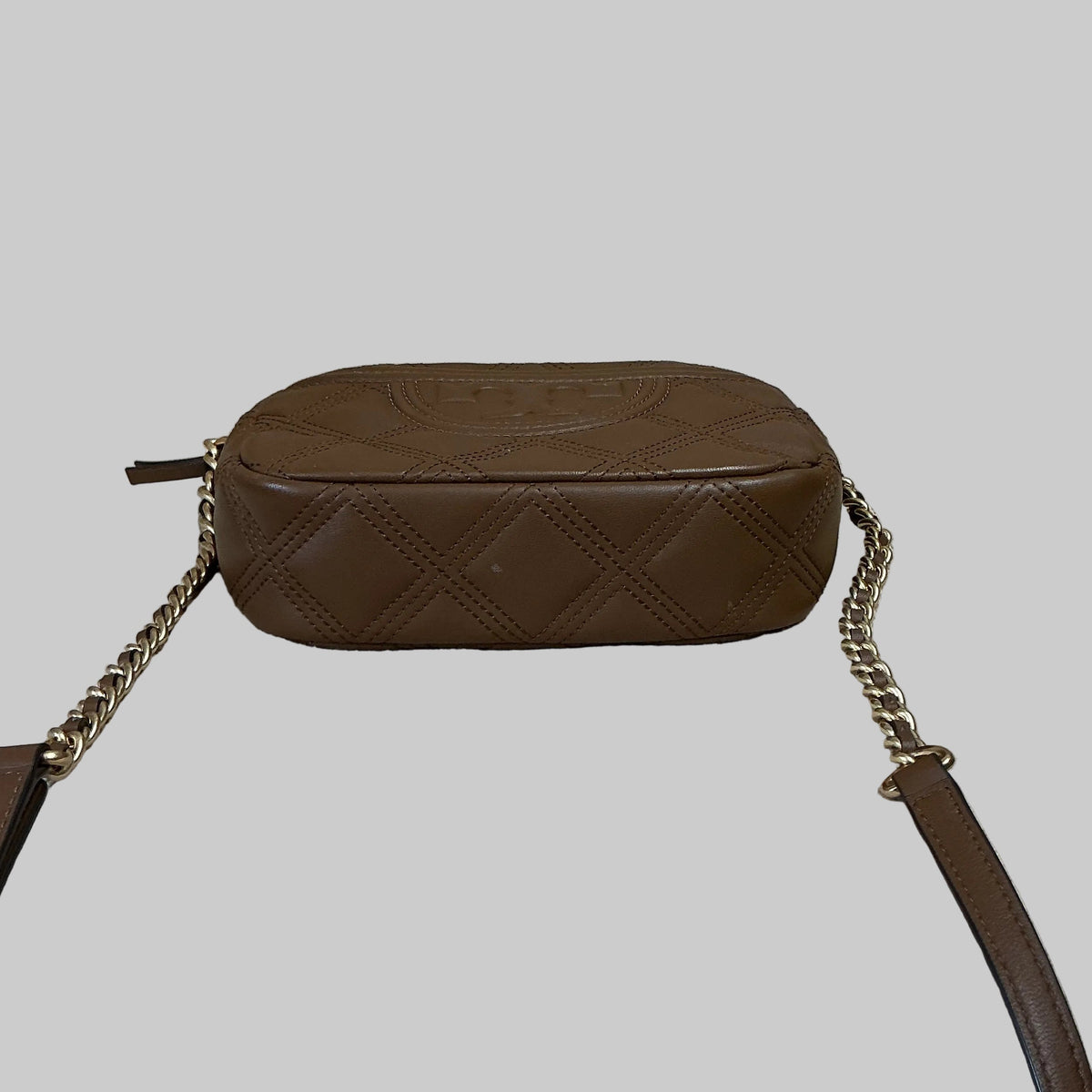 Tory Burch brown Fleming Quilted Camera bag