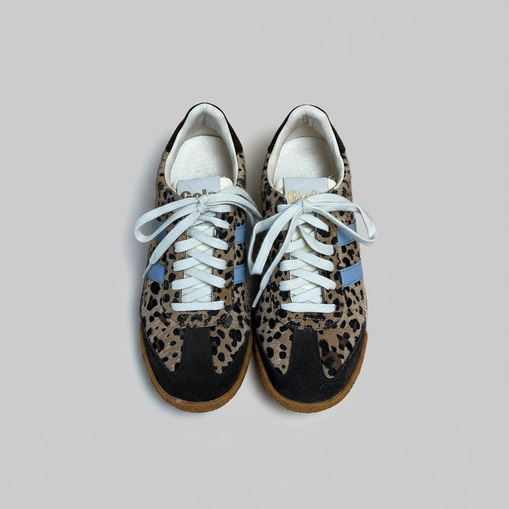 Gola leopard and light blue Safari Elan shoes, size 7.5, LIKE NEW!