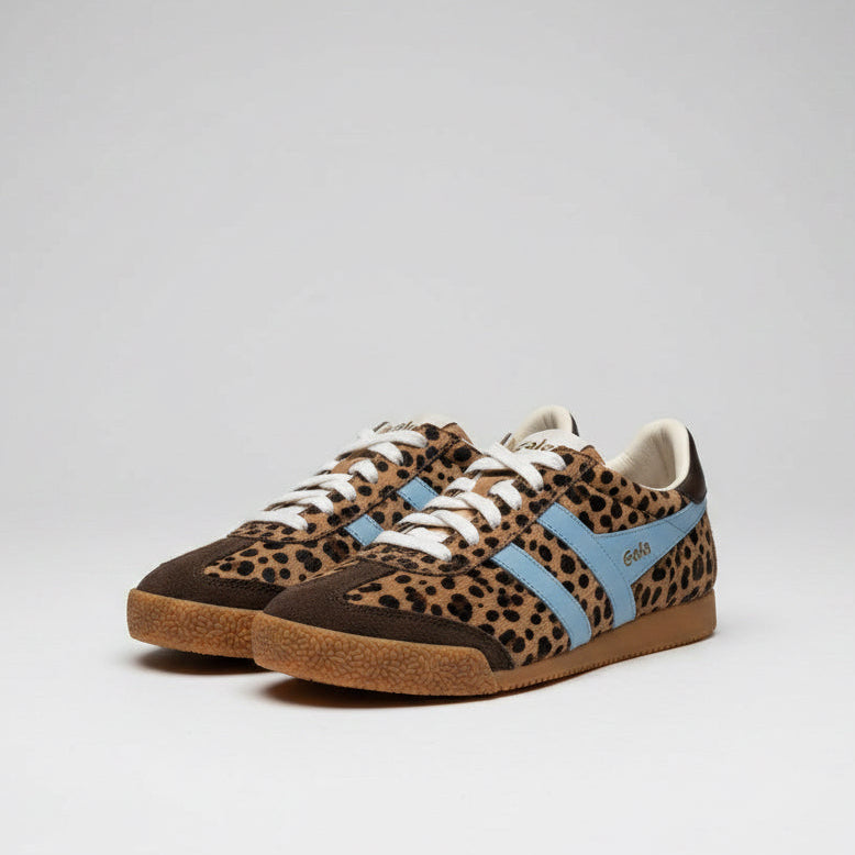Gola leopard and light blue Safari Elan shoes, size 7.5, LIKE NEW!
