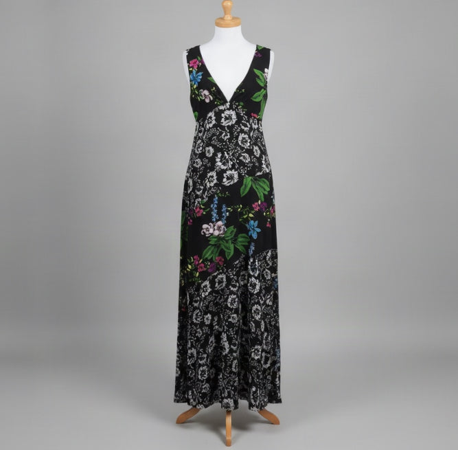 Sam Edelman black floral striped dress, Size 6