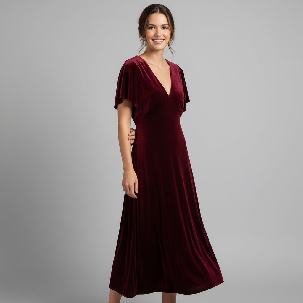 Taylor burgundy velour dress, size 10