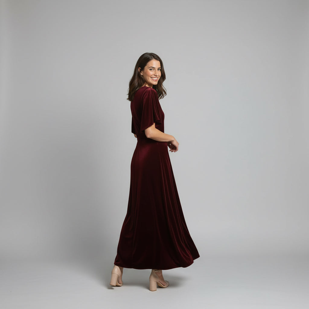 Taylor burgundy velour dress, size 10