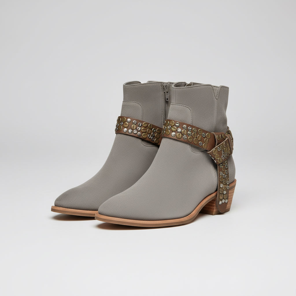 Antelope gray suede demi boots, size 10, NEW WITHOUT BOX!