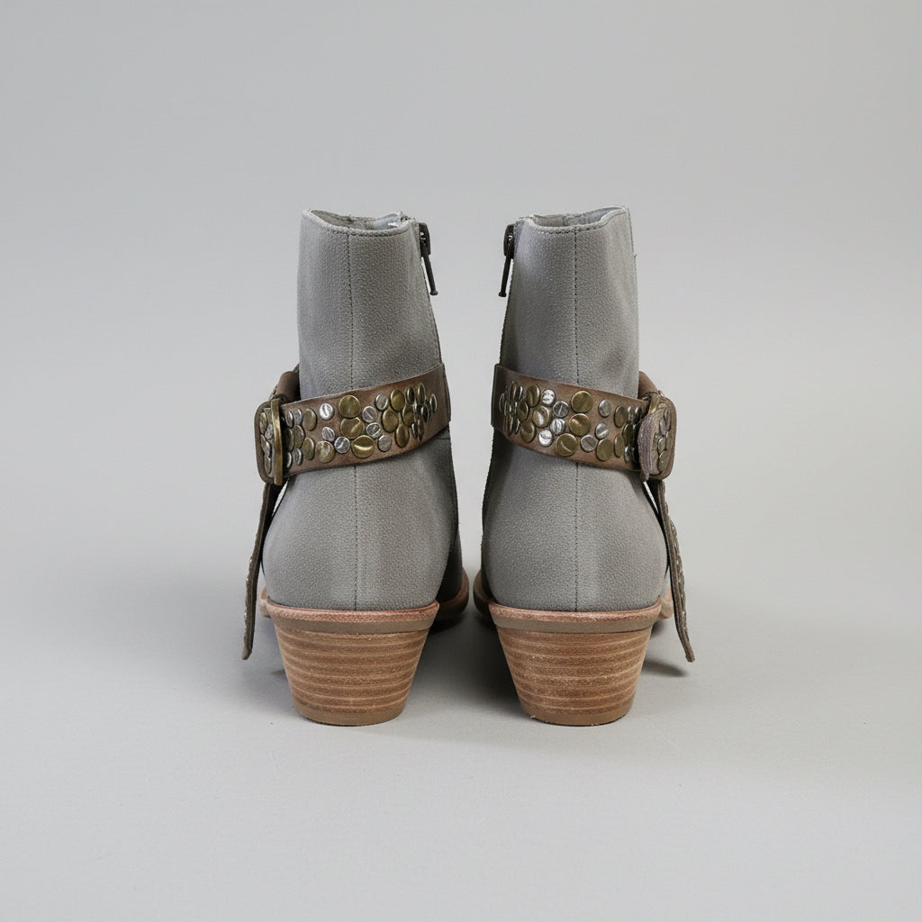 Antelope gray suede demi boots, size 10, NEW WITHOUT BOX!