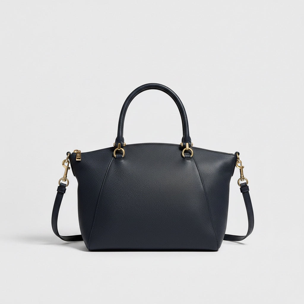Coach navy leather small satchel