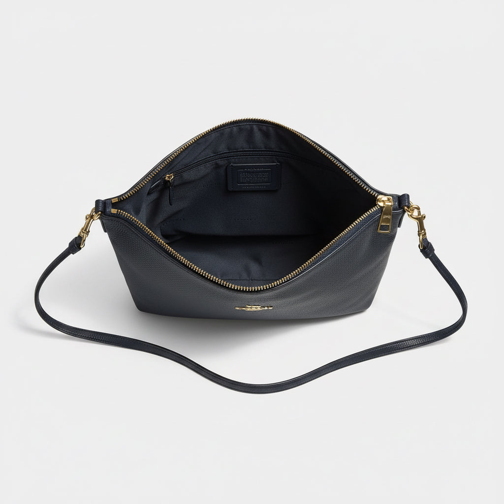 Coach navy leather small satchel