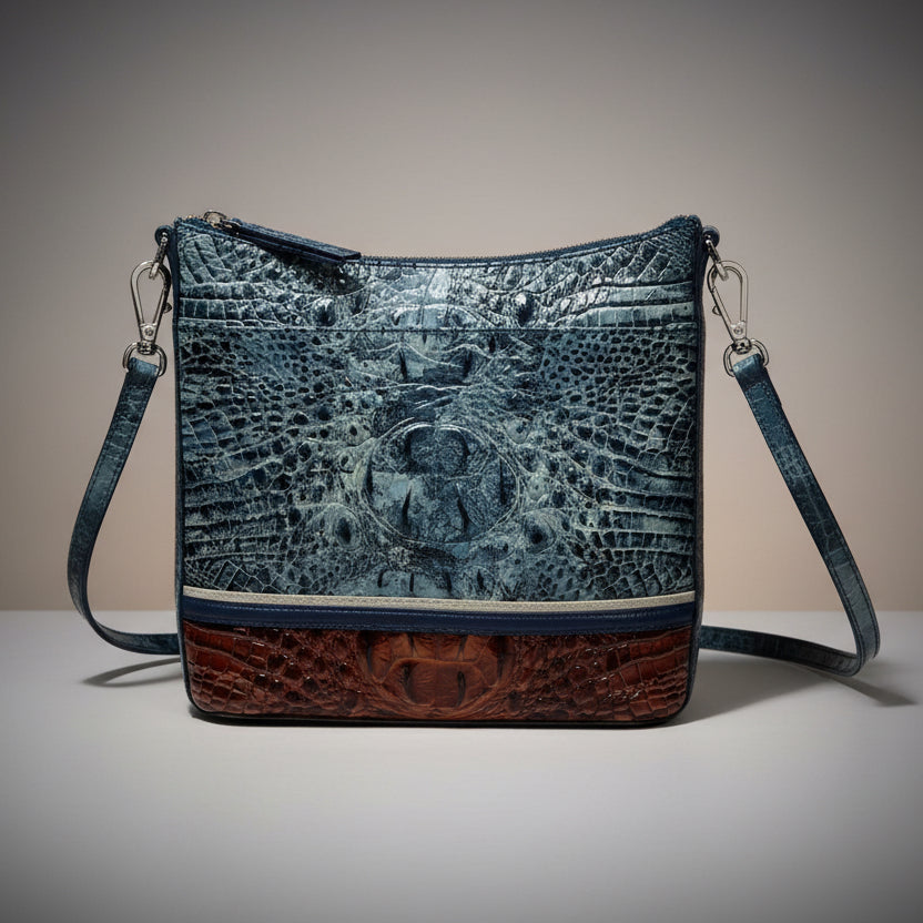 Brahmin Amelia crossbody bag in Glacier blue and brown