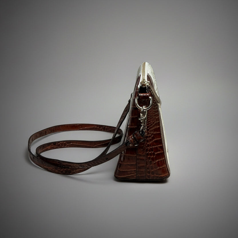 Brahmin brown/cream Mini Duxbury crossbody bag