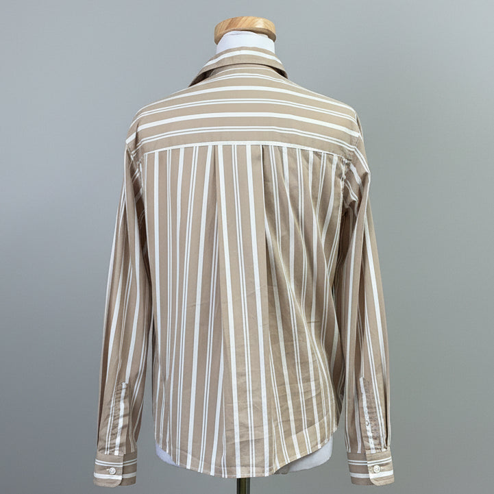 Frank & Eileen tan stripe Sylvio blouse, size XS