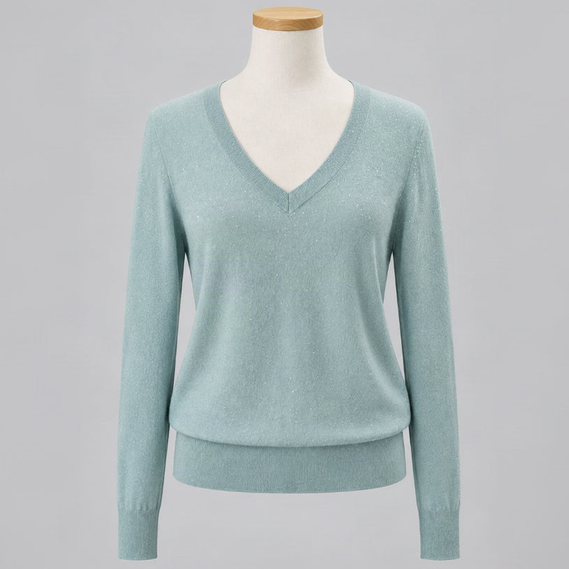 Kinross Cashmere aqua sweater with sequins, size M, NEW WITH TAGS!