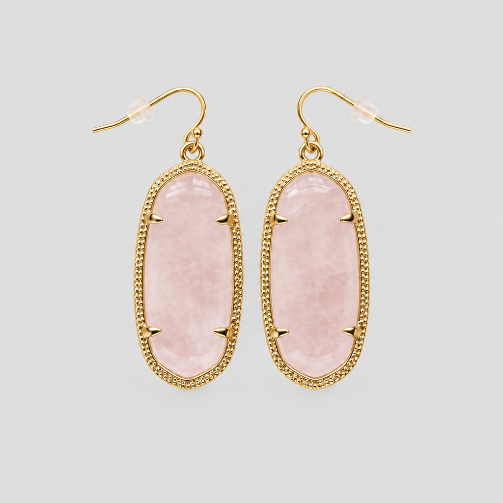 Kendra Scott rose quartz and gold tone Elle earrings, NEW WITH TAGS!