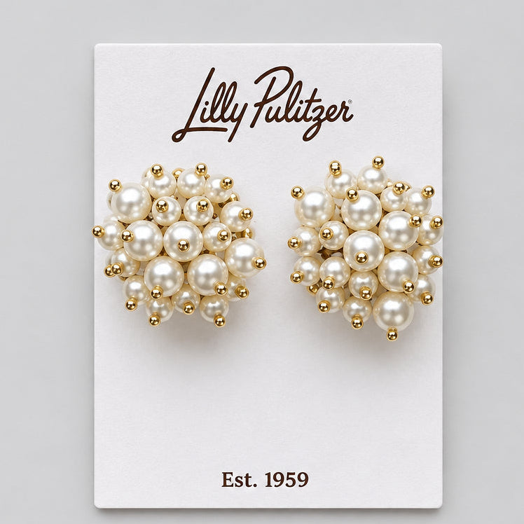 Lilly Pulitzer pearl and gold-tone Tidepool earrings, NEW WITH TAGS!