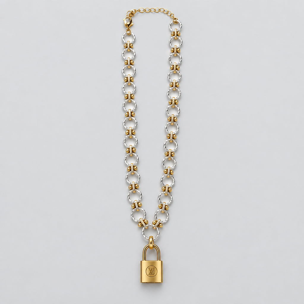 Crafted necklace with vintage Louis Vuitton lock, NEW WITH TAGS!