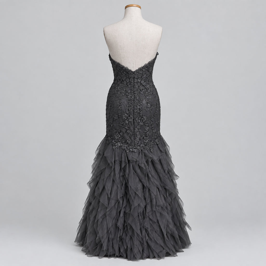 Pronovios charcoal lace and tulle dress, size 10