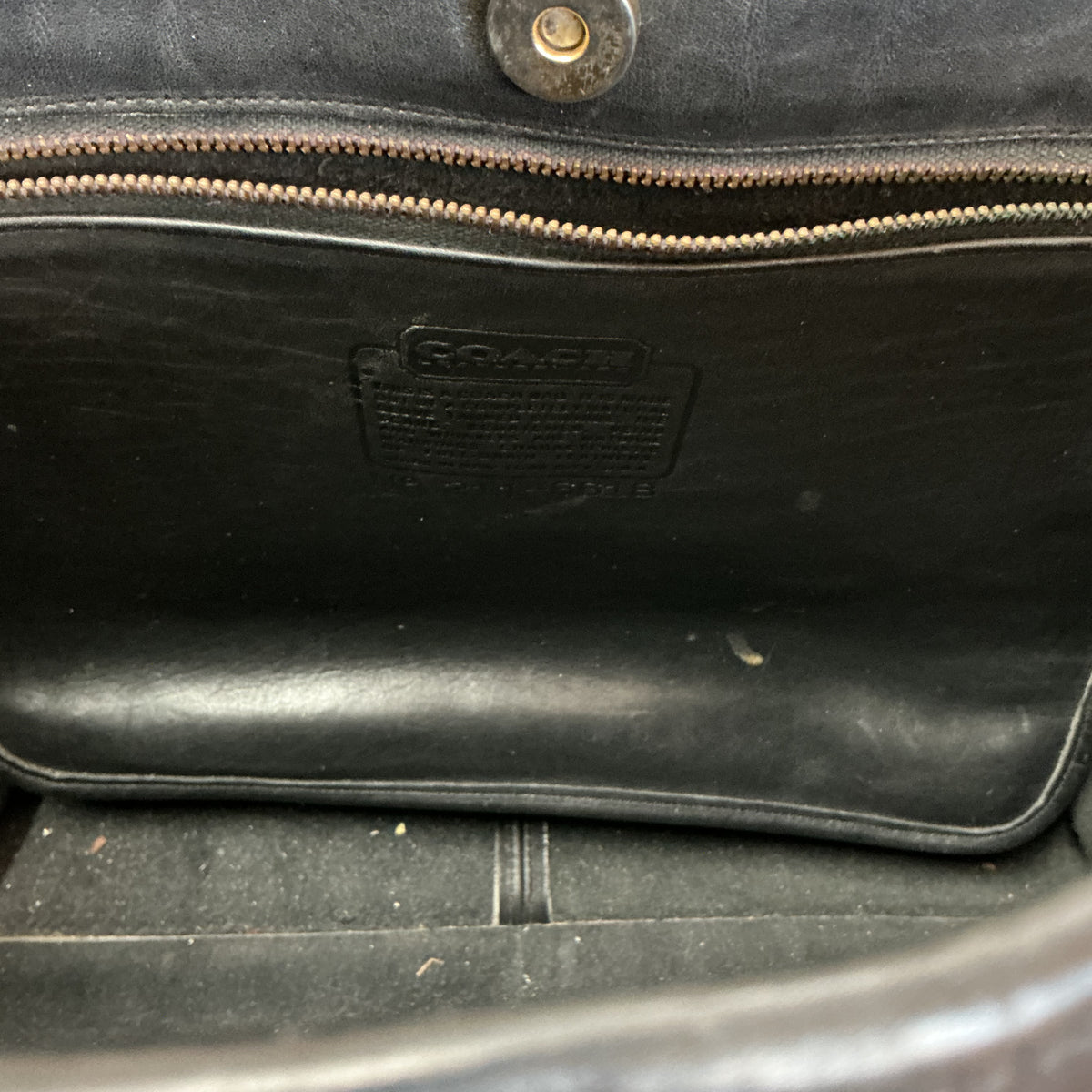 Coach black leather vintage tote