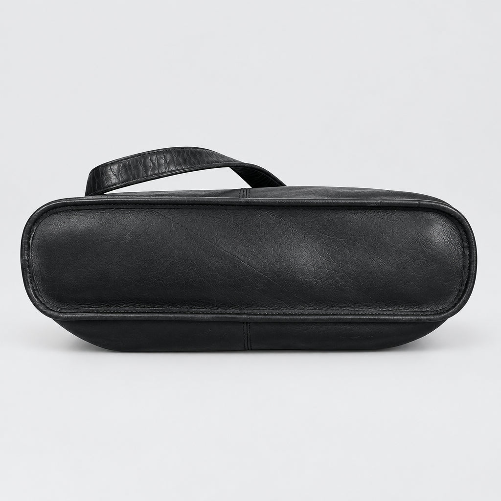 Coach black leather vintage tote