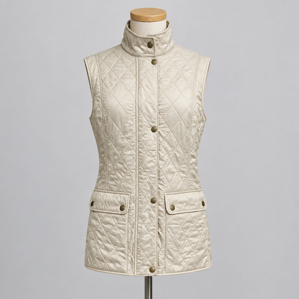 Barbour khaki quilted vest, size 10