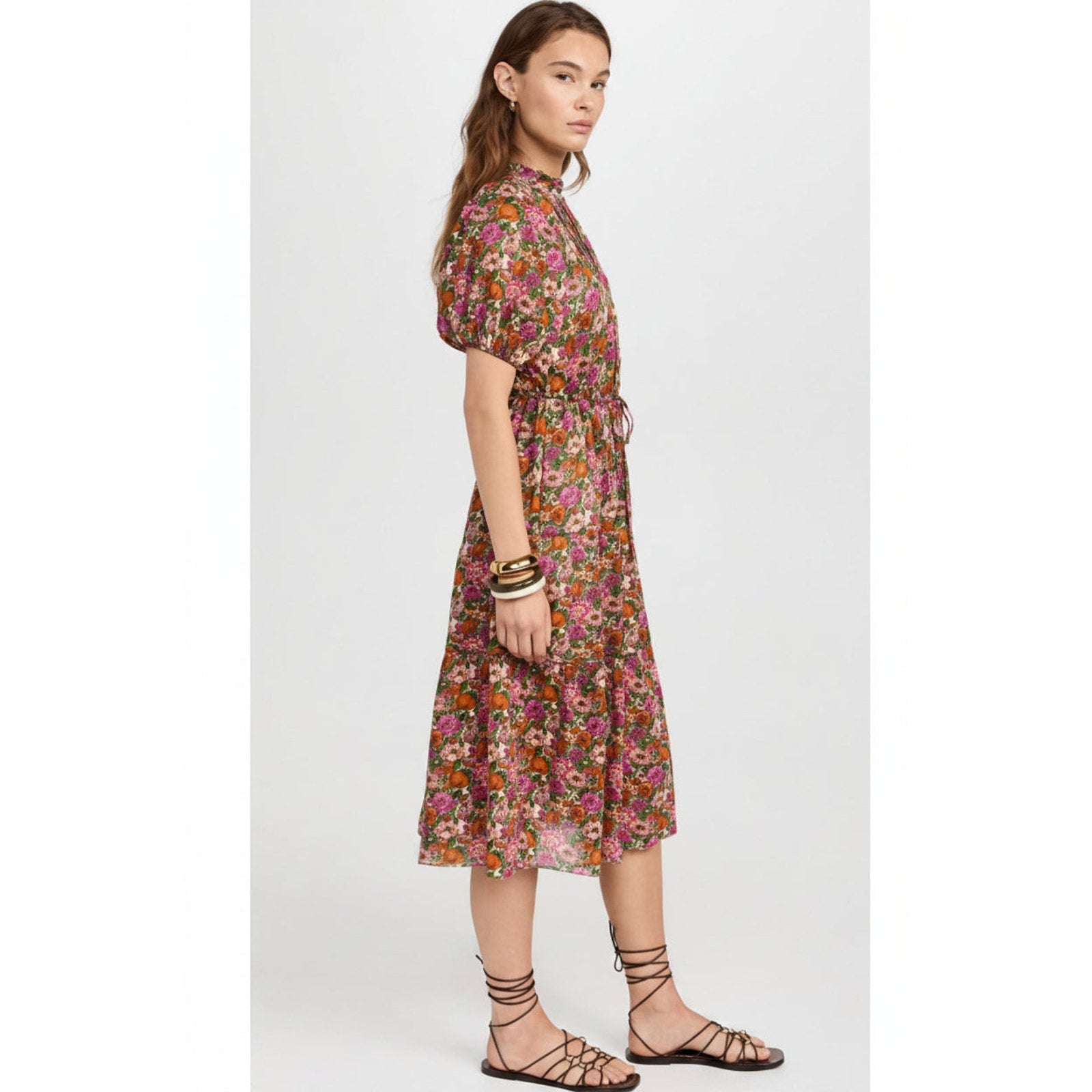 Trovata magenta and orange floral Hildie dress, size XS