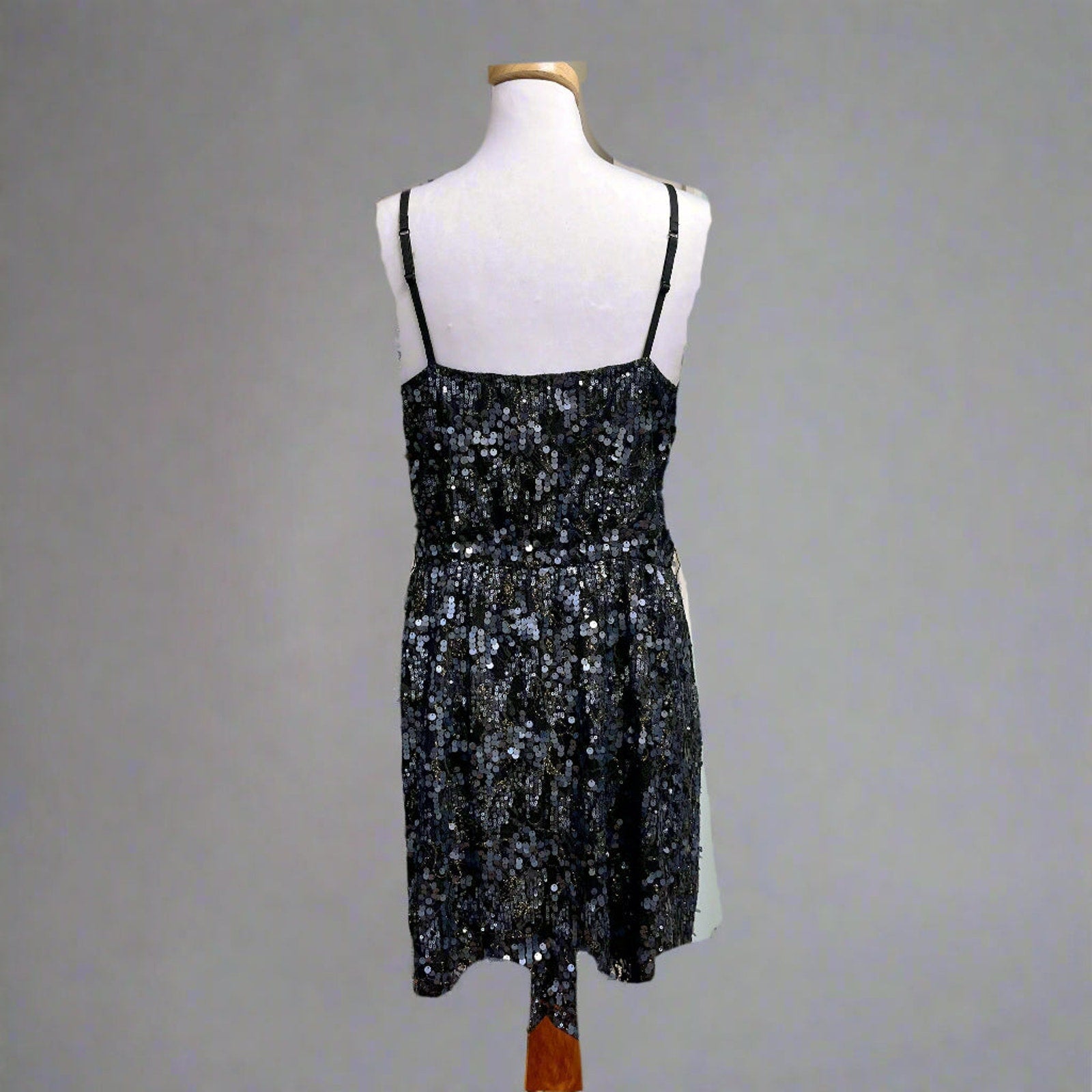 Express black and blue sequin dress, size L