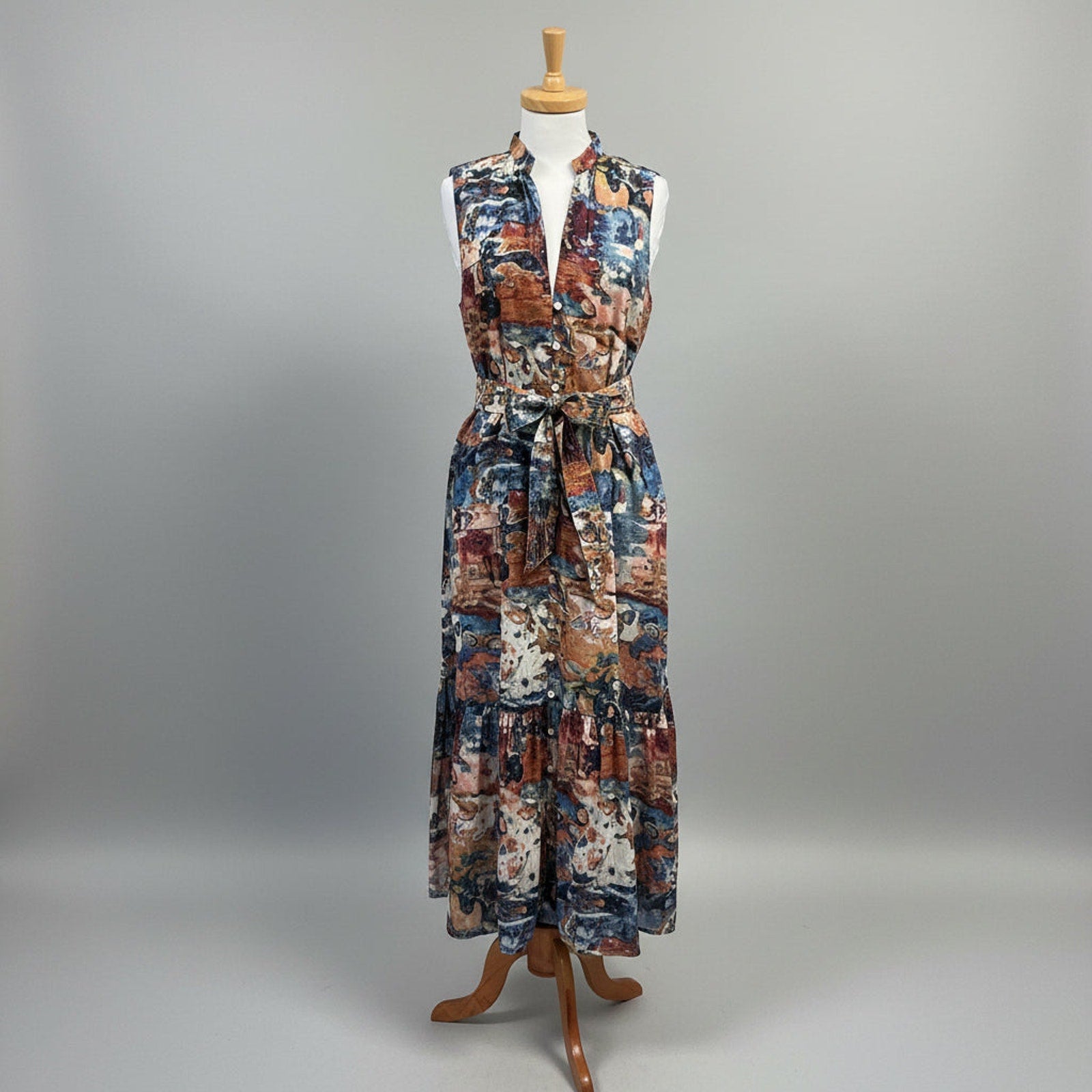 Cleobella blue & rust Izora dress, size L, BRAND NEW WITH TAGS!