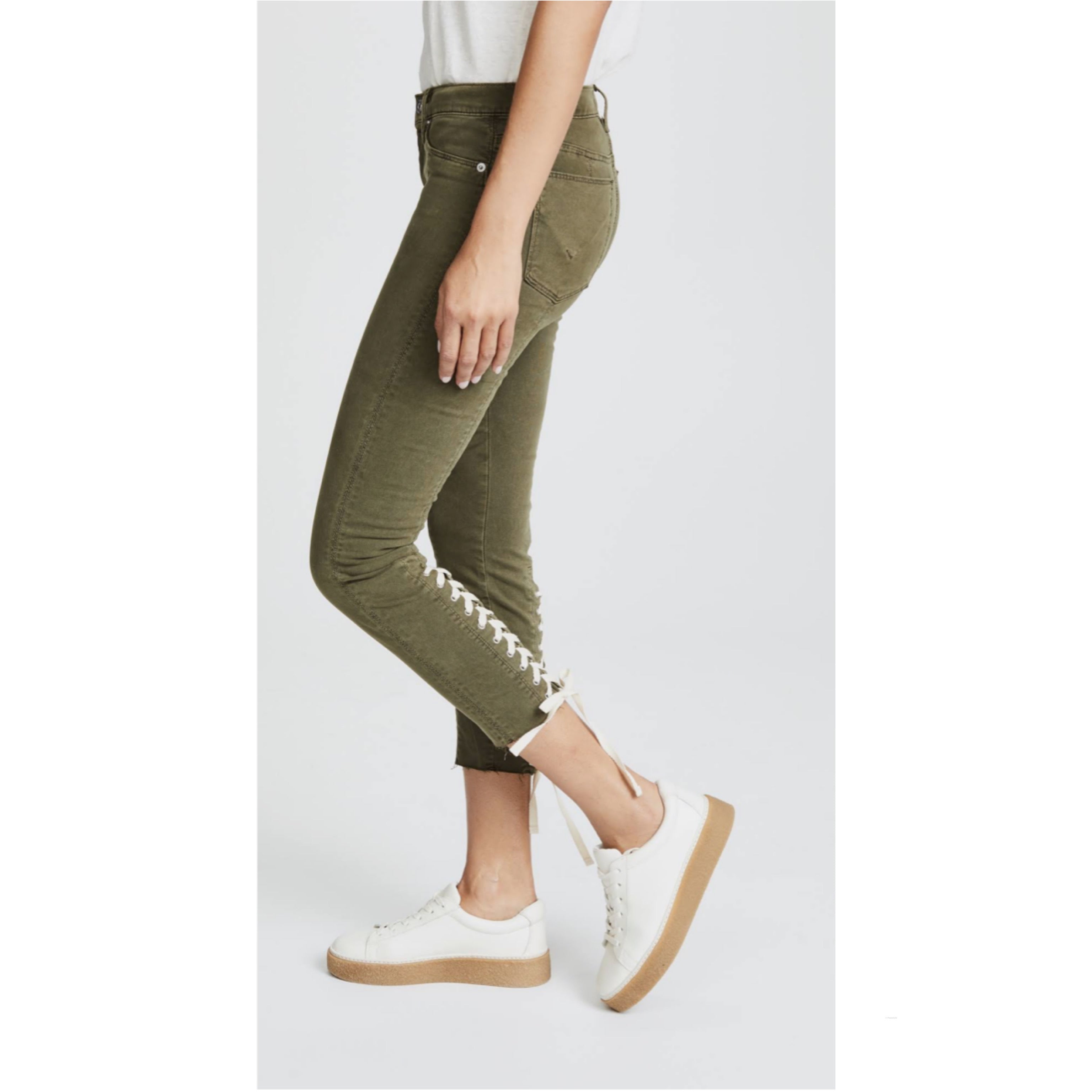 Hudson olive Nico crop lace-up jeans, size 28, NEW WITH TAGS!